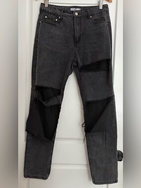 NWT ADIKA 100% Cotton Black Skinny Distressed Jeans (M)